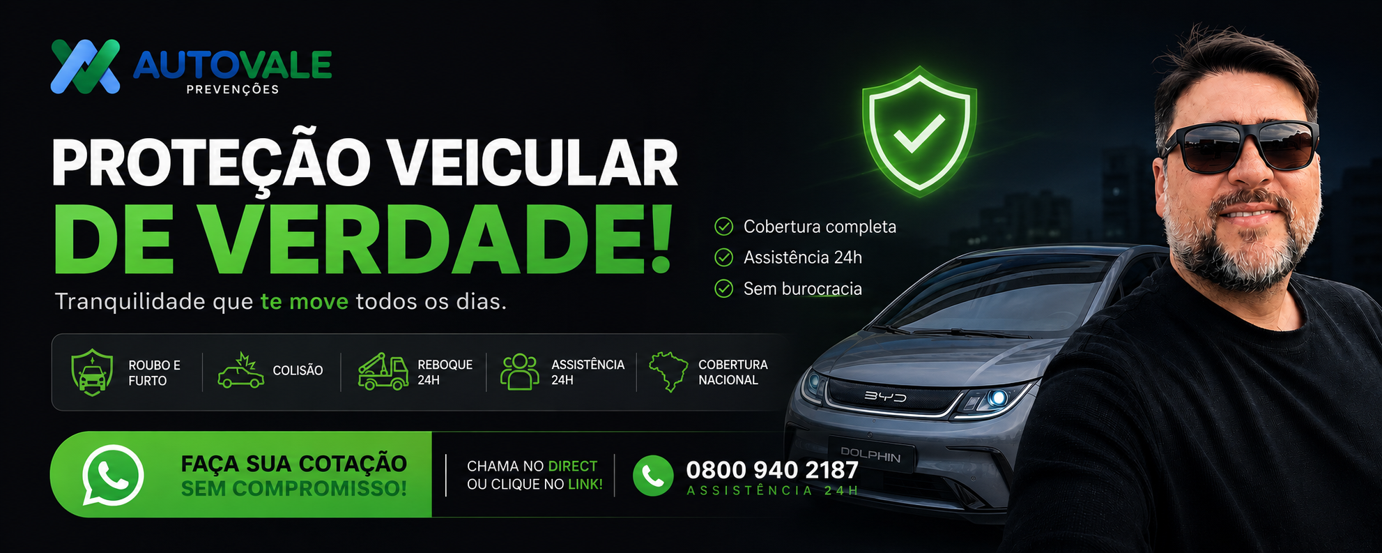 Proteção Veicular Autovale — cobertura completa, assistência 24h
